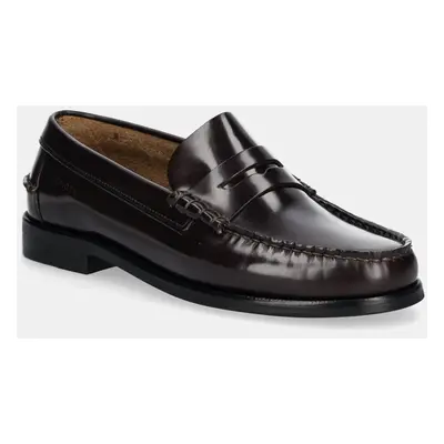 Tommy Hilfiger bőr mokaszin CLASSIC HILFIGER LEATHER LOAFER barna, férfi, FM0FM05362