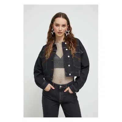 Moschino Jeans farmerdzseki női, fekete, átmeneti, oversize