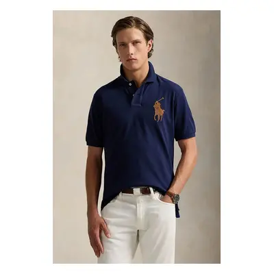 Polo Ralph Lauren pamut póló sötétkék, sima