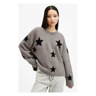 AllSaints gyapjú pulóver STARLET női, sötétkék, W136KB