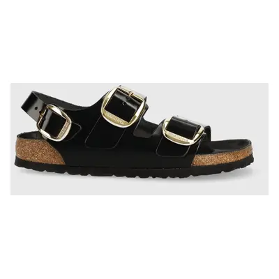 Birkenstock bőr szandál Milano fekete, női