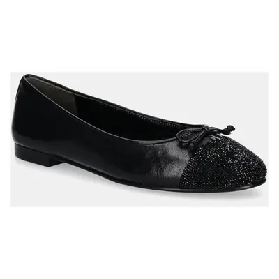 Tory Burch bőr balerina cipő Cap-Toe Pave Ballet fekete