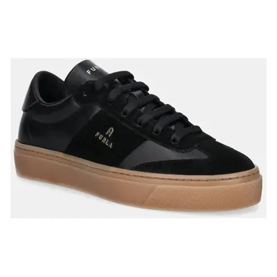 Furla bőr sportcipő Enjoy Lace-Up Sneaker fekete, YI79ENJ BX3712 3482S