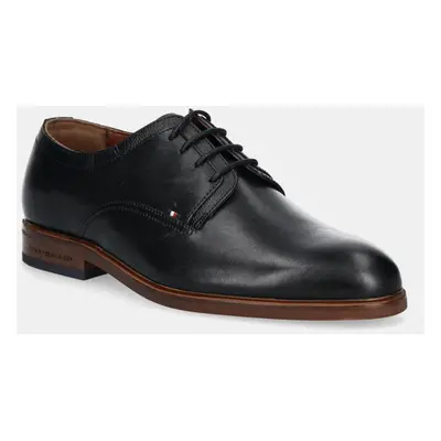 Tommy Hilfiger bőr félcipő HILFIGER THUNIT LEATHER SHOE fekete, férfi, FM0FM05472