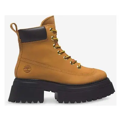 Timberland velúr bokacsizma Sky IN Laceup barna, női, enyhén téliesített, platformos