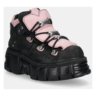 New Rock nubuk tornacipő Nobuck Negro + Nobuck Rosa + Tower Negro Lateral fekete, M-106-C26