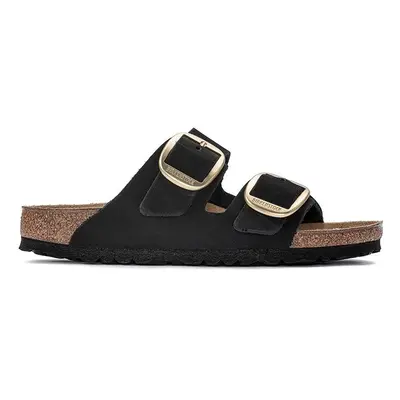 Birkenstock papucs velúrból Arizona Big Buckle fekete, női