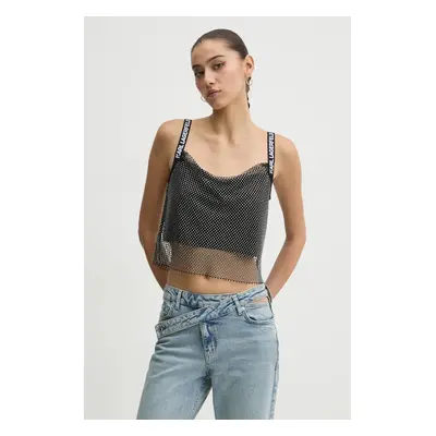 Karl Lagerfeld Jeans top fekete, nyomott mintás, A1W11010