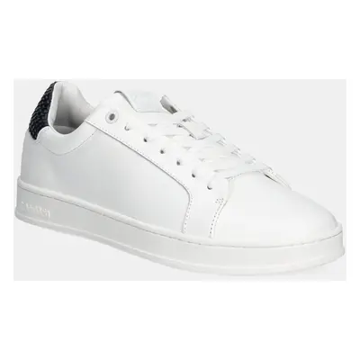 Calvin Klein bőr sportcipő LOW TOP LACE UP WOVEN fehér, HM0HM01767