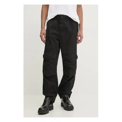 Diesel nadrág P-BEECK TROUSERS férfi, fekete, cargo, A14761.0NJBP