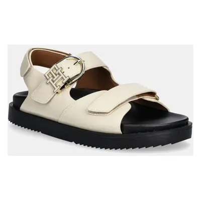 Tommy Hilfiger bőr szandál LEATHER SPORTY SANDAL bézs, női, FW0FW08799