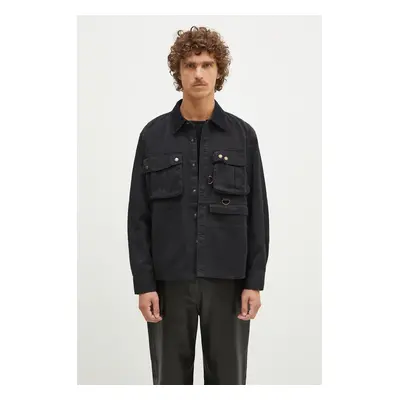 Barbour ingkabát Oakmoor OS Twill Overshirt fekete, átmeneti, MOS0380