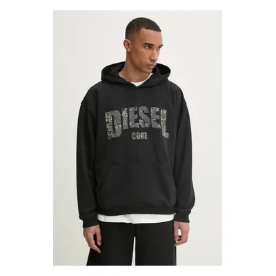 Diesel felső S-BOXT-HOOD-R13 SWEAT-SHIRT fekete, férfi, nyomott mintás, kapucnis, A17269.0HYAT