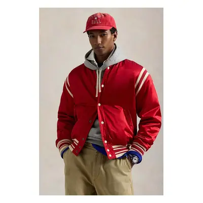 Polo Ralph Lauren rövid kabát Varsity Jacket férfi, piros, átmeneti