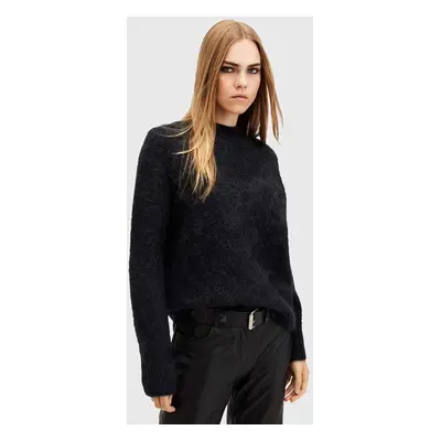 AllSaints gyapjú pulóver VORTEX JUMPER meleg, női, fekete, W032KB