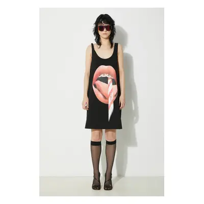 Fiorucci pamut ruha Mouth Print Tank Dress fekete, mini, oversize, W01FPDTA111CO01BK01