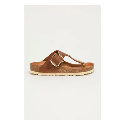 Birkenstock bőr flip-flop Gizeh Big Buckle barna, női, lapos talpú