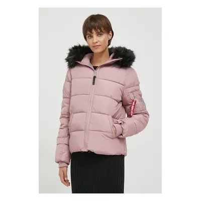 Alpha Industries rövid kabát Hooded Puffer Wmn női, rózsaszín, téli