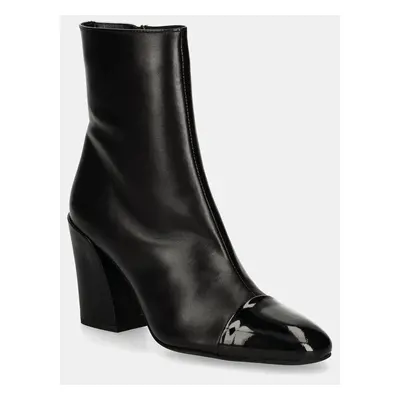 Furla bőr csizma Essential Ankle Boot fekete, női, magassarkú, YI65FNU NE0000 O6000