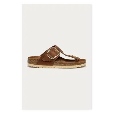 Birkenstock bőr flip-flop Gizeh Big Buckle barna, női, lapos talpú