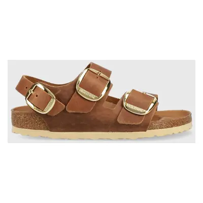 Birkenstock bőr szandál Milano Big Buckle barna, női