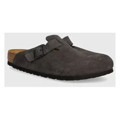 Birkenstock papucs velúrból Boston szürke