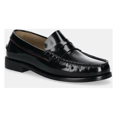 Tommy Hilfiger bőr mokaszin CLASSIC HILFIGER LEATHER LOAFER fekete, férfi, FM0FM05362