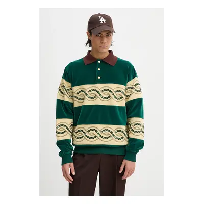 Drôle de Monsieur felső Le Polo Sweat TressE zöld, férfi, nyomott mintás, E.PL133.CO171.DGN Le P