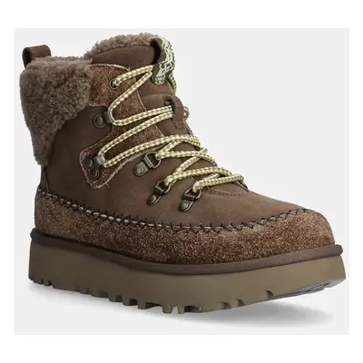 UGG velúr hócipő Classic Alpine Lace Up barna, 1158271-HCK