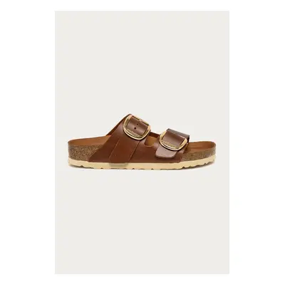 Birkenstock bőr papucs Arizona Big Buckle barna, női