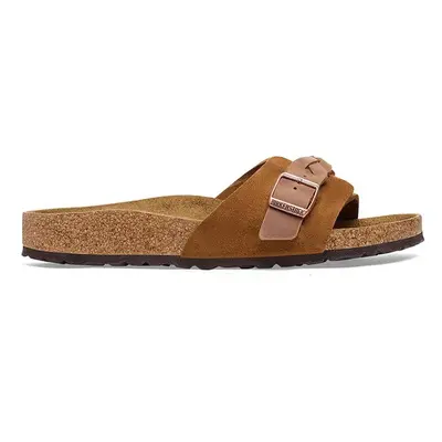 Birkenstock papucs velúrból Pula Braided barna, női