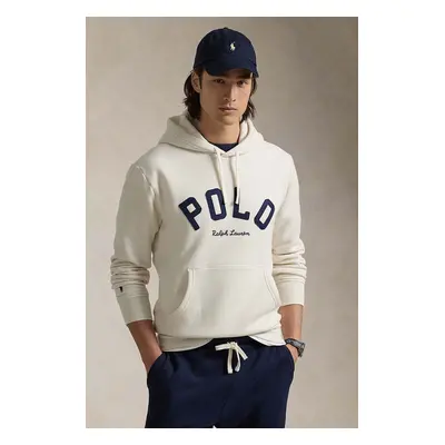 Polo Ralph Lauren felső bézs, férfi, nyomott mintás, kapucnis