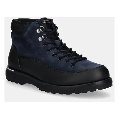 Tommy Hilfiger cipő CORPORATE OUTDOOR NUBUCK BOOT sötétkék, férfi, FM0FM05190