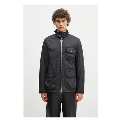 Barbour rövid kabát Angler Wax Jacket férfi, fekete, átmeneti, MWX2348