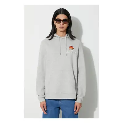 Barbour pamut melegítőfelső X Maison Kitsune Fox Head Hoodie szürke, férfi, nyomott mintás, kapu