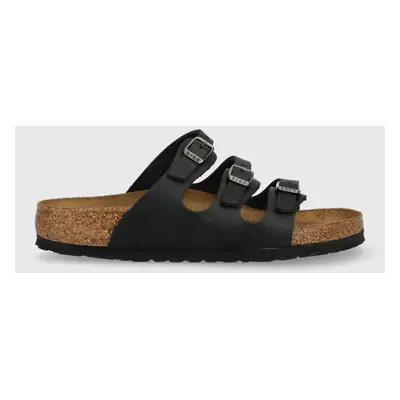 Birkenstock bőr papucs Florida fekete, női