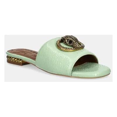 Kurt Geiger London bőr papucs Chelsea Flat Sandal zöld, női