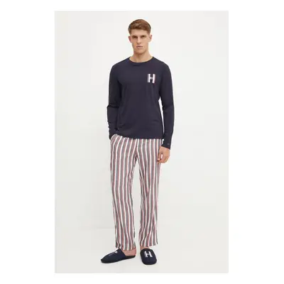 Tommy Hilfiger pizsama és papucs sötétkék, mintás