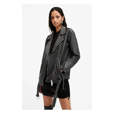 AllSaints bőrdzseki BILLIE női, fekete, átmeneti, W082LB