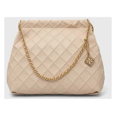 Tory Burch bőr táska Fleming Soft Drawstring bézs, 154572.122