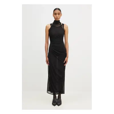 Coperni ruha Mesh Dress fekete, maxi, testhezálló, COPR107557