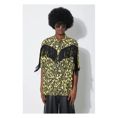 Fiorucci ing Banimalier Print Fringed Shirt férfi, sárga, regular, M01FPTSH054VI01YW02