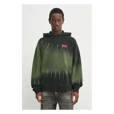 Diesel felső S-BOXT-HOOD-R2 SWEAT-SHIRT zöld, férfi, mintás, kapucnis, A16123.0SLBP