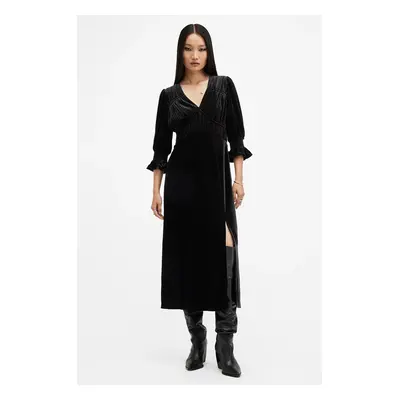 AllSaints ruha ANI VELVET fekete, midi, egyenes, W143DB