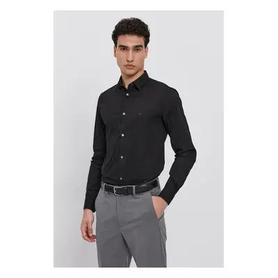 Emporio Armani ing férfi, galléros, fekete, regular