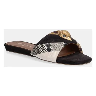 Kurt Geiger London bőr papucs Kensington Flat Sandal fekete, női