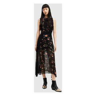 AllSaints ruha Jules Floral Tanana fekete, midi, harang alakú