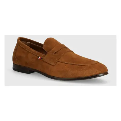 Tommy Hilfiger velúr mokaszin CASUAL LIGHT FLEXIBLE SDE LOAFER barna, férfi, FM0FM04988