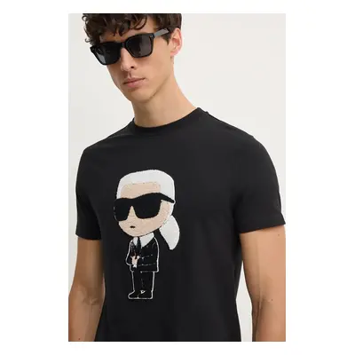 Karl Lagerfeld pamut póló fekete, férfi, nyomott mintás, 544250.755075