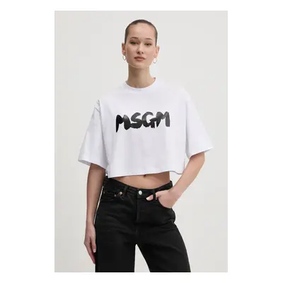 MSGM pamut póló női, fehér, 3841MDM100.257002